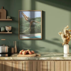 Diver Above River - Stretched Canvas, Poster Or Fine Art Print(Diver Above River Stretched Canvas Poster Or Fine Art Print) -Heart Wall Art Store pictufy green kitchen ratio 4x5 2912052