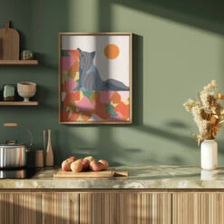 Sunny Garden Cat - Stretched Canvas, Poster Or Fine Art Print(Sunny Garden Cat Stretched Canvas Poster Or Fine Art Print) -Heart Wall Art Store pictufy green kitchen ratio 4x5 2980727