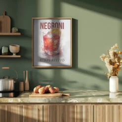Negroni - Stretched Canvas, Poster Or Fine Art Print(Negroni Stretched Canvas Poster Or Fine Art Print) -Heart Wall Art Store pictufy green kitchen ratio 4x5 2983336