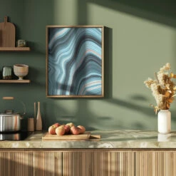 Aqua Drift - Stretched Canvas, Poster Or Fine Art Print(Aqua Drift Stretched Canvas Poster Or Fine Art Print) -Heart Wall Art Store pictufy green kitchen ratio 4x5 2984310