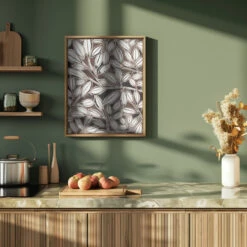 Black & White Leaves - Stretched Canvas, Poster Or Fine Art Print(Black Amp White Leaves Stretched Canvas Poster Or Fine Art Print) -Heart Wall Art Store pictufy green kitchen ratio 4x5 3164814