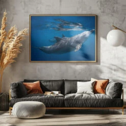 Dolphin At The Surface - Stretched Canvas, Poster Or Fine Art Print(Dolphin At The Surface Stretched Canvas Poster Or Fine Art Print) -Heart Wall Art Store pictufy horizontal dark sofa gray wall ratio 5x7 1495943