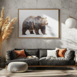 Bear - Stretched Canvas, Poster Or Fine Art Print(Bear Stretched Canvas Poster Or Fine Art Print 1) -Heart Wall Art Store pictufy horizontal dark sofa gray wall ratio 5x7 1517150