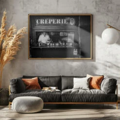 Creperie Montmartre - Stretched Canvas, Poster Or Fine Art Print(Creperie Montmartre Stretched Canvas Poster Or Fine Art Print) -Heart Wall Art Store pictufy horizontal dark sofa gray wall ratio 5x7 1652239