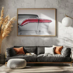 US Classic Car 1958 Taillight Abstract - Stretched Canvas, Poster Or Fine Art Print(Us Classic Car 1958 Taillight Abstract Stretched Canvas Poster Or Fine Art Print) -Heart Wall Art Store pictufy horizontal dark sofa gray wall ratio 5x7 2165828