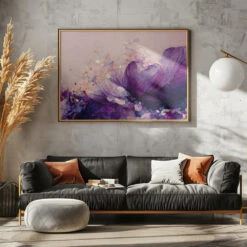 Purple Wild Flowers - Stretched Canvas, Poster Or Fine Art Print(Purple Wild Flowers Stretched Canvas Poster Or Fine Art Print) -Heart Wall Art Store pictufy horizontal dark sofa gray wall ratio 5x7 2434281