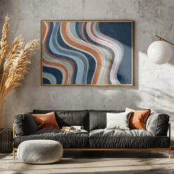 Flowing Stripes - Stretched Canvas, Poster Or Fine Art Print(Flowing Stripes Stretched Canvas Poster Or Fine Art Print) -Heart Wall Art Store pictufy horizontal dark sofa gray wall ratio 5x7 2553272
