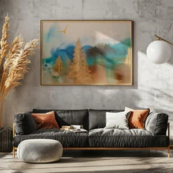 Golden Landscape - Stretched Canvas, Poster Or Fine Art Print(Golden Landscape Stretched Canvas Poster Or Fine Art Print) -Heart Wall Art Store pictufy horizontal dark sofa gray wall ratio 5x7 2575913