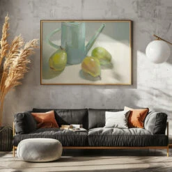 Pitcher And Pears - Stretched Canvas, Poster Or Fine Art Print(Pitcher And Pears Stretched Canvas Poster Or Fine Art Print) -Heart Wall Art Store pictufy horizontal dark sofa gray wall ratio 5x7 2787389