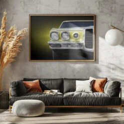 American Classic Car Bonneville 1970 Front - Stretched Canvas, Poster Or Fine Art Print(American Classic Car Bonneville 1970 Front Stretched Canvas Poster Or Fine Art Print) -Heart Wall Art Store pictufy horizontal dark sofa gray wall ratio 5x7 2897494