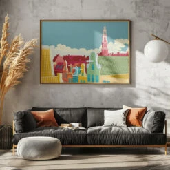 Amsterdam Jordaan Westerkerk - Stretched Canvas, Poster Or Fine Art Print(Amsterdam Jordaan Westerkerk Stretched Canvas Poster Or Fine Art Print) -Heart Wall Art Store pictufy horizontal dark sofa gray wall ratio 5x7 2898761