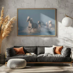 Angels Of Camargue - Stretched Canvas, Poster Or Fine Art Print(Angels Of Camargue Stretched Canvas Poster Or Fine Art Print) -Heart Wall Art Store pictufy horizontal dark sofa gray wall ratio 5x7 984251