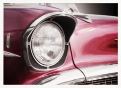 American Classic Car Bel Air 1957 Headlight - Stretched Canvas, Poster Or Fine Art Print(American Classic Car Bel Air 1957 Headlight Stretched Canvas Poster Or Fine Art Print) -Heart Wall Art Store pictufy horizontal white 70x50 2260952