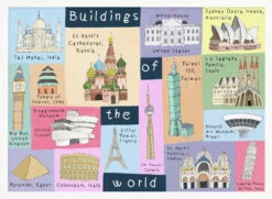 Buildings Of The World Illustrated By Artist Carla Daly - Stretched Canvas, Poster Or Fine Art Print(Buildings Of The World Illustrated By Artist Carla Daly Stretched Canvas Poster Or Fine Art Print) -Heart Wall Art Store pictufy horizontal white 70x50 2890468