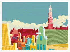 Amsterdam Jordaan Westerkerk - Stretched Canvas, Poster Or Fine Art Print(Amsterdam Jordaan Westerkerk Stretched Canvas Poster Or Fine Art Print) -Heart Wall Art Store pictufy horizontal white 70x50 2898761