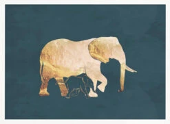 Gold Elephants Turquoise - Stretched Canvas, Poster Or Fine Art Print(Gold Elephants Turquoise Stretched Canvas Poster Or Fine Art Print) -Heart Wall Art Store pictufy horizontal white 70x50 2991354