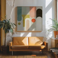 Runde Shapes Kopie - Square Stretched Canvas, Poster Or Fine Art Print(Runde Shapes Kopie Square Stretched Canvas Poster Or Fine Art Print) -Heart Wall Art Store pictufy interior 70s sofa ratio 1x1 2552788