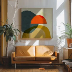 Mid Painted2 Kopie - Square Stretched Canvas, Poster Or Fine Art Print(Mid Painted2 Kopie Square Stretched Canvas Poster Or Fine Art Print) -Heart Wall Art Store pictufy interior 70s sofa ratio 1x1 2552790