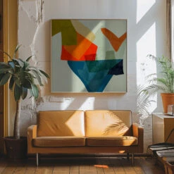 Shapes&lines5 Kopie - Square Stretched Canvas, Poster Or Fine Art Print(Shapes Lines5 Kopie Square Stretched Canvas Poster Or Fine Art Print) -Heart Wall Art Store pictufy interior 70s sofa ratio 1x1 2552863