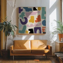 Pattern3 Mid Bunt 2gros - Square Stretched Canvas, Poster Or Fine Art Print(Pattern3 Mid Bunt 2gros Square Stretched Canvas Poster Or Fine Art Print) -Heart Wall Art Store pictufy interior 70s sofa ratio 1x1 2552946