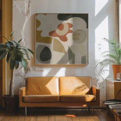 Pattern3 Mid Earth 3 - Square Stretched Canvas, Poster Or Fine Art Print(Pattern3 Mid Earth 3 Square Stretched Canvas Poster Or Fine Art Print) -Heart Wall Art Store pictufy interior 70s sofa ratio 1x1 2553006