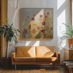 Flowers In The Mist - Square Stretched Canvas, Poster Or Fine Art Print(Flowers In The Mist Square Stretched Canvas Poster Or Fine Art Print) 23 Flowers In The Mist - Square Stretched Canvas, Poster Or Fine Art Print(Flowers In The Mist Square Stretched Canvas Poster Or Fine Art Print) -Heart Wall Art Store pictufy interior 70s sofa ratio 1x1 2659973