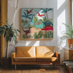 Dinosaurus - Square Stretched Canvas, Poster Or Fine Art Print(Dinosaurus Square Stretched Canvas Poster Or Fine Art Print) -Heart Wall Art Store pictufy interior 70s sofa ratio 1x1 2664482