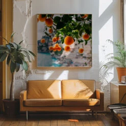Amalfi Coast Oranges - Square Stretched Canvas, Poster Or Fine Art Print(Amalfi Coast Oranges Square Stretched Canvas Poster Or Fine Art Print) -Heart Wall Art Store pictufy interior 70s sofa ratio 1x1 2758176