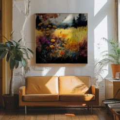Idyllic Meadow (12) - Square Stretched Canvas, Poster Or Fine Art Print(Idyllic Meadow 12 Square Stretched Canvas Poster Or Fine Art Print) -Heart Wall Art Store pictufy interior 70s sofa ratio 1x1 2778932