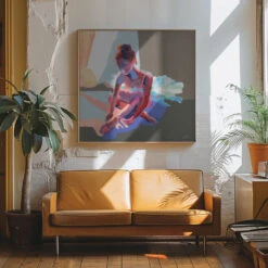 Ballerina Sitting - Square Stretched Canvas, Poster Or Fine Art Print(Ballerina Sitting Square Stretched Canvas Poster Or Fine Art Print) -Heart Wall Art Store pictufy interior 70s sofa ratio 1x1 2787297