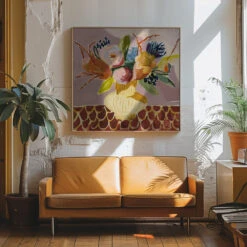 Mauve Bouquet - Square Stretched Canvas, Poster Or Fine Art Print(Mauve Bouquet Square Stretched Canvas Poster Or Fine Art Print) -Heart Wall Art Store pictufy interior 70s sofa ratio 1x1 2787372