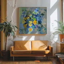 Wellow Oil Canvas100 1002011 - Square Stretched Canvas, Poster Or Fine Art Print(Wellow Oil Canvas 100 100 2011 Square Stretched Canvas Poster Or Fine Art Print) -Heart Wall Art Store pictufy interior 70s sofa ratio 1x1 2818253