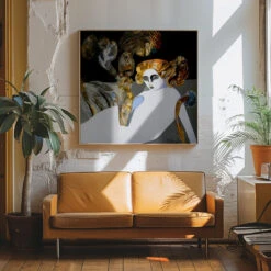 Flora - Square Stretched Canvas, Poster Or Fine Art Print(Flora Square Stretched Canvas Poster Or Fine Art Print) -Heart Wall Art Store pictufy interior 70s sofa ratio 1x1 2824530