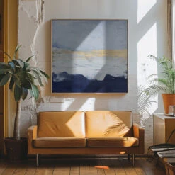 Peaceful Golden Horizon - Square Stretched Canvas, Poster Or Fine Art Print(Peaceful Golden Horizon Square Stretched Canvas Poster Or Fine Art Print 2) -Heart Wall Art Store pictufy interior 70s sofa ratio 1x1 3116765