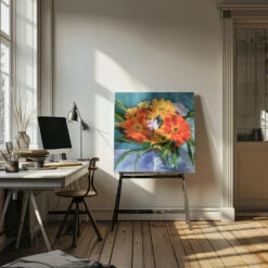 Flowers In Vase - Square Stretched Canvas, Poster Or Fine Art Print(Flowers In Vase Square Stretched Canvas Poster Or Fine Art Print) -Heart Wall Art Store pictufy interior artist studio ratio 1x1 2786462