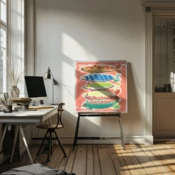 Five Fish - Square Stretched Canvas, Poster Or Fine Art Print(Five Fish Square Stretched Canvas Poster Or Fine Art Print) 25 Five Fish - Square Stretched Canvas, Poster Or Fine Art Print(Five Fish Square Stretched Canvas Poster Or Fine Art Print) -Heart Wall Art Store pictufy interior artist studio ratio 1x1 2787337