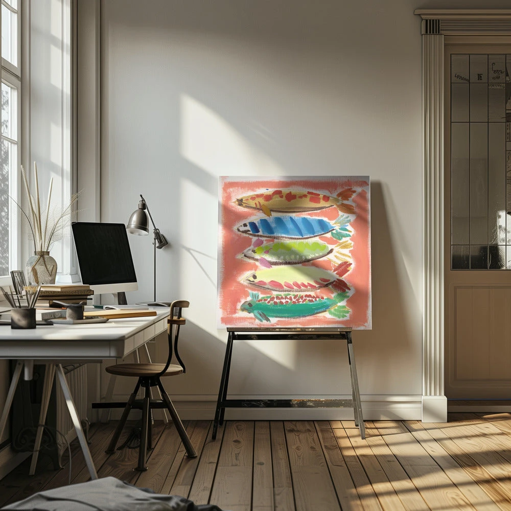 Five Fish - Square Stretched Canvas, Poster Or Fine Art Print(Five Fish Square Stretched Canvas Poster Or Fine Art Print) 13 Five Fish - Square Stretched Canvas, Poster Or Fine Art Print(Five Fish Square Stretched Canvas Poster Or Fine Art Print) - Image 13