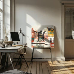 Amsterdam, Netherlands Houses 3 - Square Stretched Canvas, Poster Or Fine Art Print(Amsterdam Netherlands Houses 3 Square Stretched Canvas Poster Or Fine Art Print) -Heart Wall Art Store pictufy interior artist studio ratio 1x1 2839424