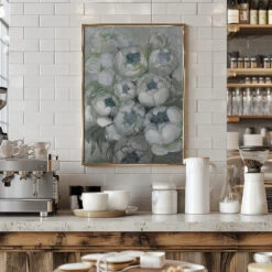 Nuria Bouquet Of Peonies In Teal And Green - Stretched Canvas, Poster Or Fine Art Print(Nuria Bouquet Of Peonies In Teal And Green Stretched Canvas Poster Or Fine Art Print) -Heart Wall Art Store pictufy interior barista white 2428509
