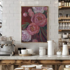 Nevaeh Peonies - Stretched Canvas, Poster Or Fine Art Print(Nevaeh Peonies Stretched Canvas Poster Or Fine Art Print) -Heart Wall Art Store pictufy interior barista white 2428550