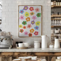 Rainbow Daisies - Stretched Canvas, Poster Or Fine Art Print(Rainbow Daisies Stretched Canvas Poster Or Fine Art Print) -Heart Wall Art Store pictufy interior barista white 2451053