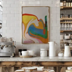 Organic Bauhaus Waved - Stretched Canvas, Poster Or Fine Art Print(Organic Bauhaus Waved Stretched Canvas Poster Or Fine Art Print) -Heart Wall Art Store pictufy interior barista white 2500876