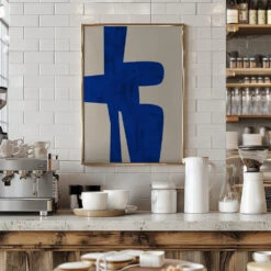 Blue Harmony Shape - Stretched Canvas, Poster Or Fine Art Print(Blue Harmony Shape Stretched Canvas Poster Or Fine Art Print) -Heart Wall Art Store pictufy interior barista white 2551457