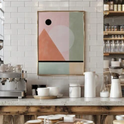 Geometric Shapes In Pastel Tones - Stretched Canvas, Poster Or Fine Art Print(Geometric Shapes In Pastel Tones Stretched Canvas Poster Or Fine Art Print) -Heart Wall Art Store pictufy interior barista white 2552076