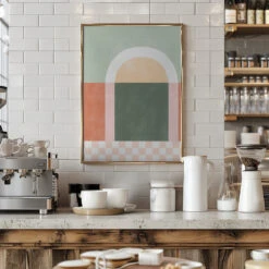 Geometric Composition With Pastel Colors - Stretched Canvas, Poster Or Fine Art Print(Geometric Composition With Pastel Colors Stretched Canvas Poster Or Fine Art Print) -Heart Wall Art Store pictufy interior barista white 2552077