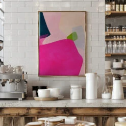 Pink Pastel Shape - Stretched Canvas, Poster Or Fine Art Print(Pink Pastel Shape Stretched Canvas Poster Or Fine Art Print) -Heart Wall Art Store pictufy interior barista white 2552765
