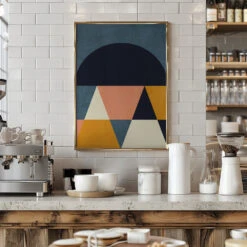 Rainbow Plus ShapesBlue Mustard4 - Stretched Canvas, Poster Or Fine Art Print(Rainbow Plus Shapes Blue Mustard4 Stretched Canvas Poster Or Fine Art Print) -Heart Wall Art Store pictufy interior barista white 2553034