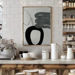 Painted Lines Swazz Kopie - Stretched Canvas, Poster Or Fine Art Print(Painted Lines Swazz Kopie Stretched Canvas Poster Or Fine Art Print) -Heart Wall Art Store pictufy interior barista white 2553059