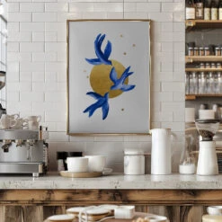 Blue Birds - Stretched Canvas, Poster Or Fine Art Print(Blue Birds Stretched Canvas Poster Or Fine Art Print) -Heart Wall Art Store pictufy interior barista white 2593679