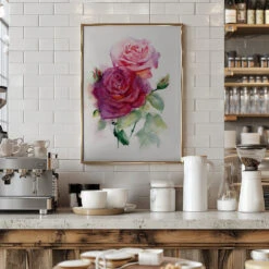 Rose June - Stretched Canvas, Poster Or Fine Art Print(Rose June Stretched Canvas Poster Or Fine Art Print) -Heart Wall Art Store pictufy interior barista white 2737538